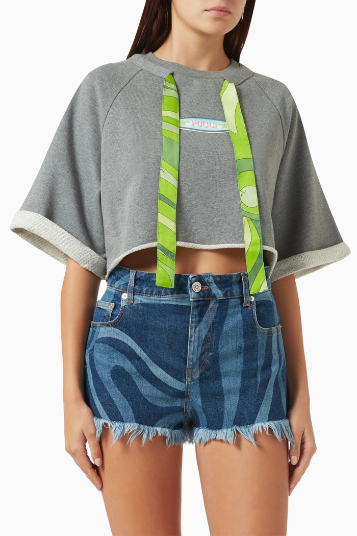 

Cropped Sweatshirt in Jersey, Grey