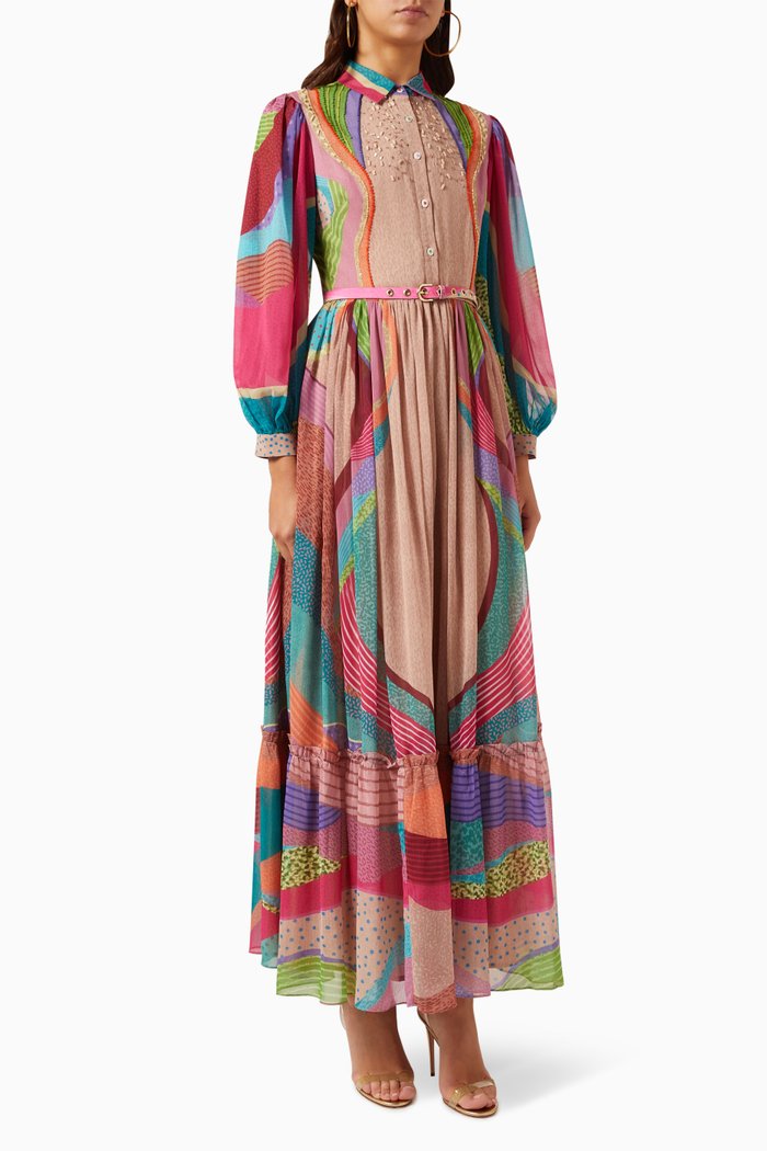 

Dune Embellished Maxi Dress in Chiffon, Multicolour