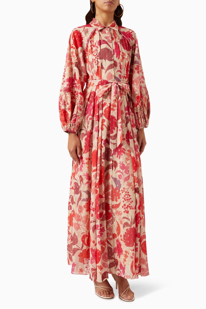 

Irene Floral-print Maxi Shirt Dress, Pink
