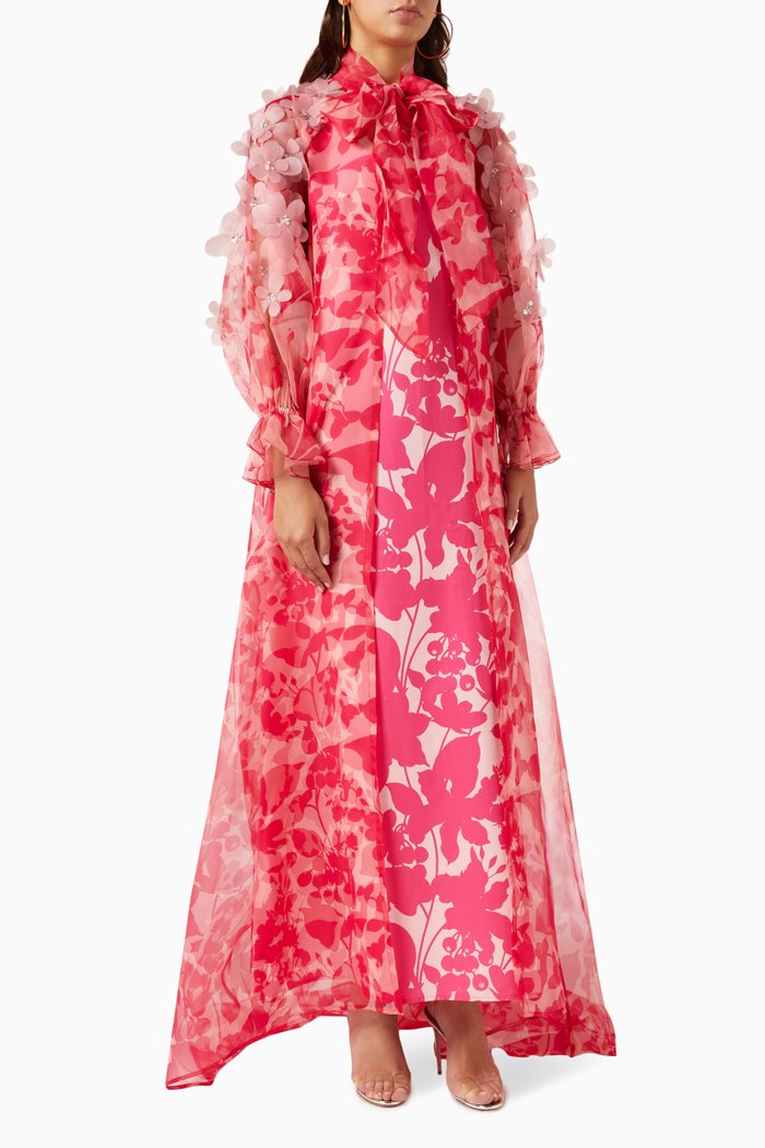 

Cleo Embellished Cape & Dress Set in Organza, Pink