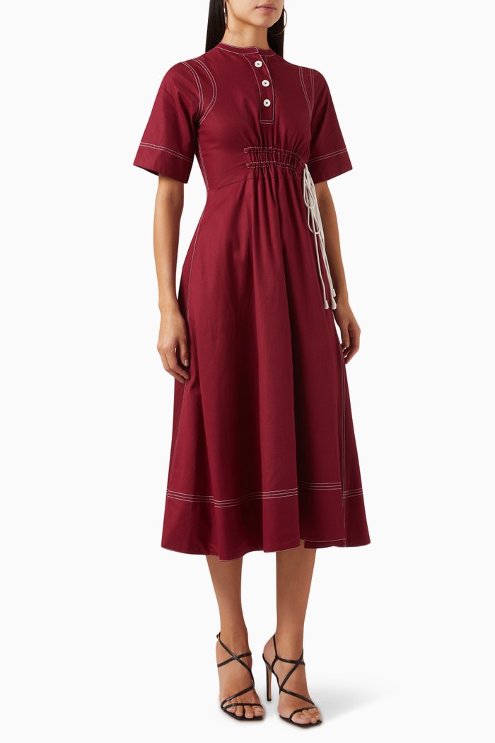 

Greta Shirt Dress in Cotton-poplin, Red