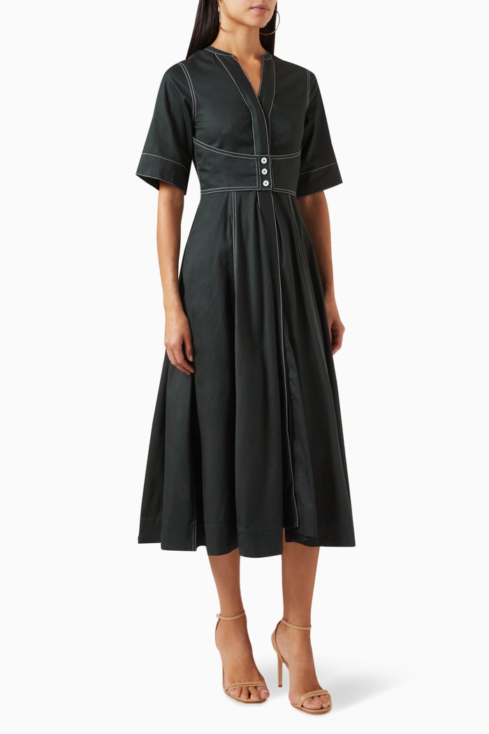 

Klara Shirt Dress in Cotton-poplin, Green