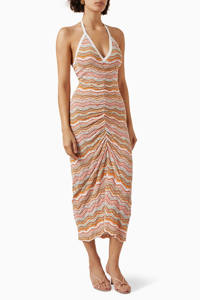 Armelle Halterneck Dress in Stretch-knit, Multicolour