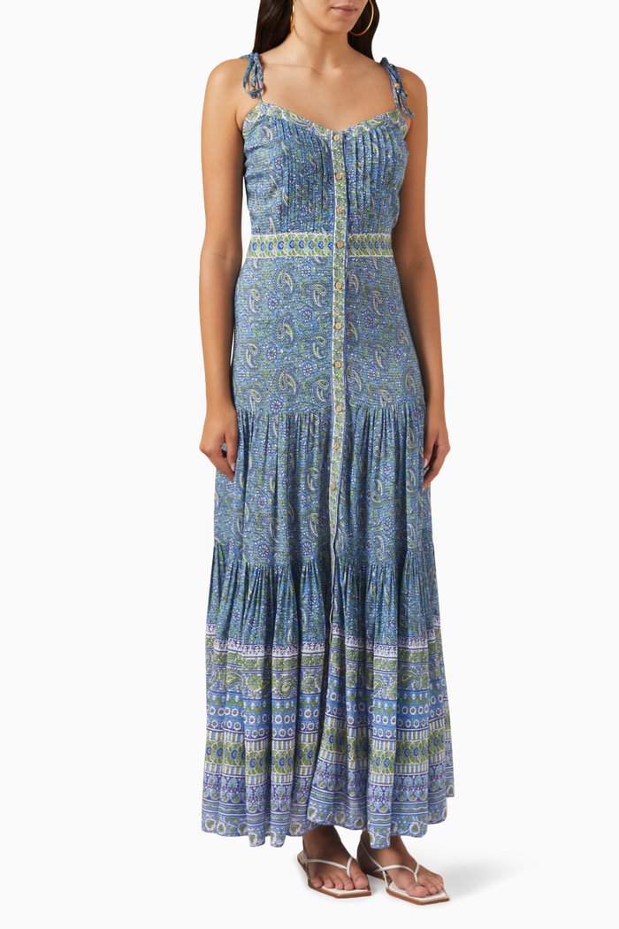 

Windansea Maxi Dress in Paisley-print Viscose Cotton, Blue