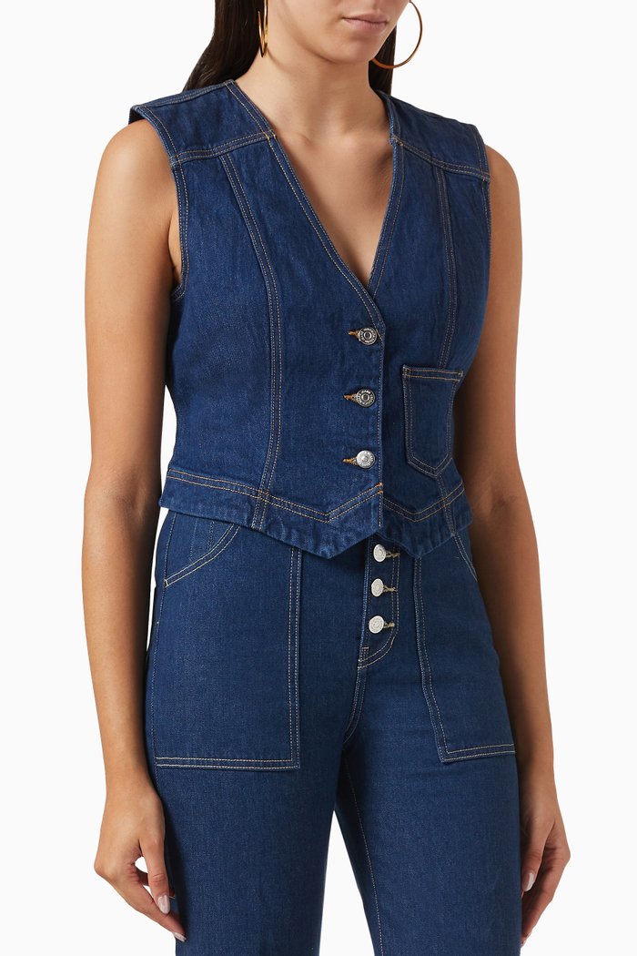 Valeria Vest in Denim, Blue