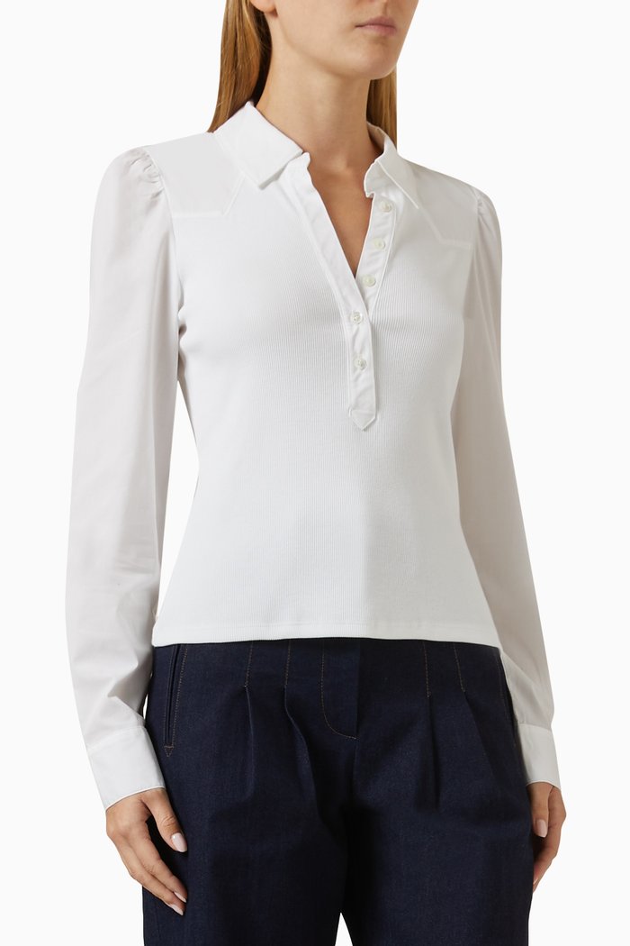 

Hania Button Down Top in Cotton, White