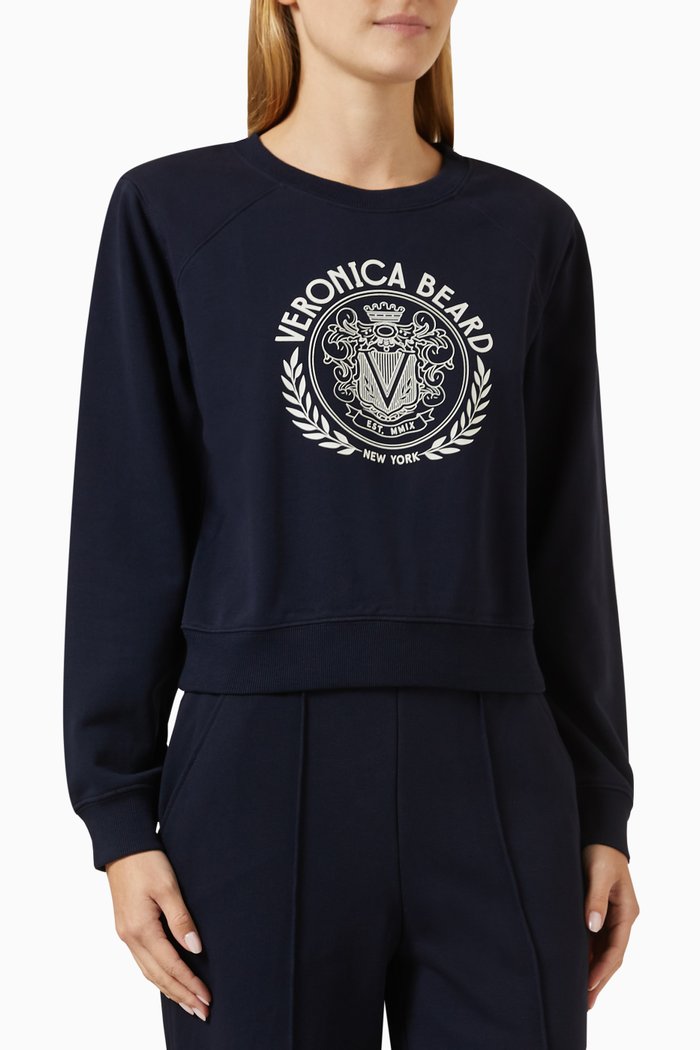 

Philomena Logo Print Swetashirt in French Terry, Blue