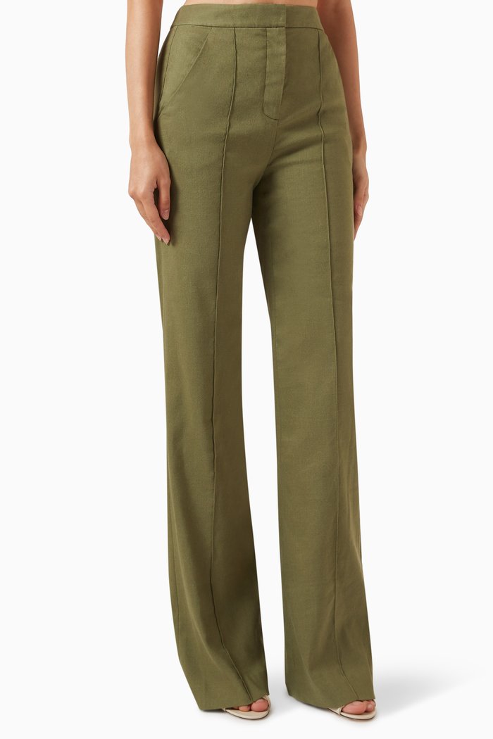 

Noda High-rise Pants in Linen-blend Twill, Green