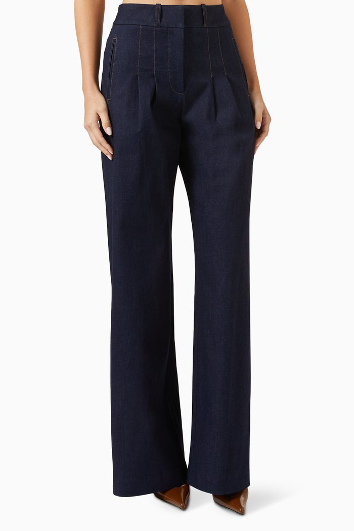 

Rennert Wide Leg Pants in Cotton, Blue