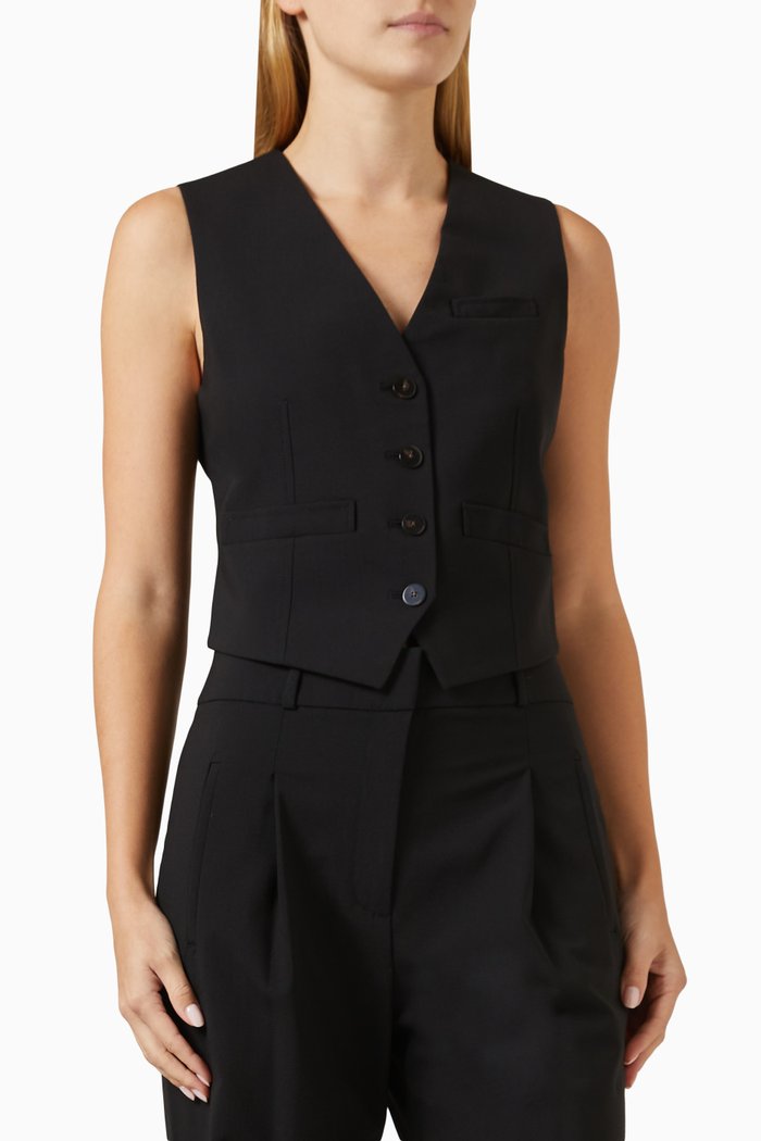 

Bennett Vest in Twill-Linen, Black