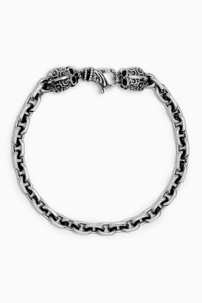 

Small Cable-link Arabesque Skull Bracelet in Sterling Silver