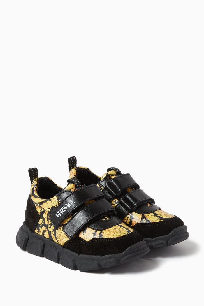 

Barocco Print Low-top Sneakers in Leather, Multicolour