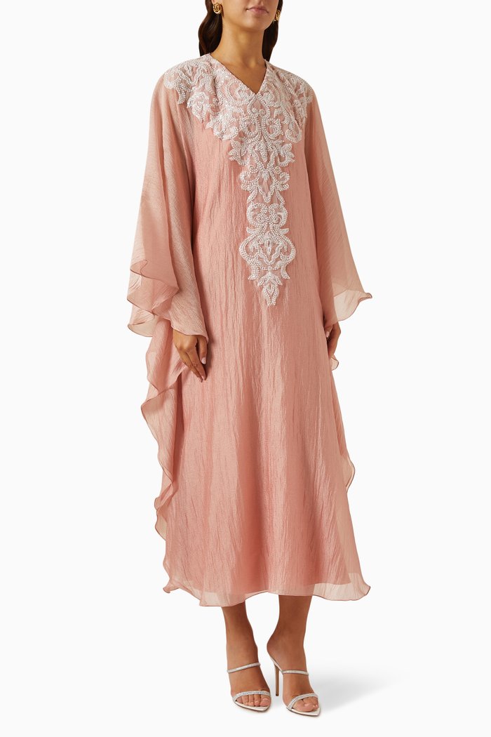 

Embellished Kaftan in Organza, Orange