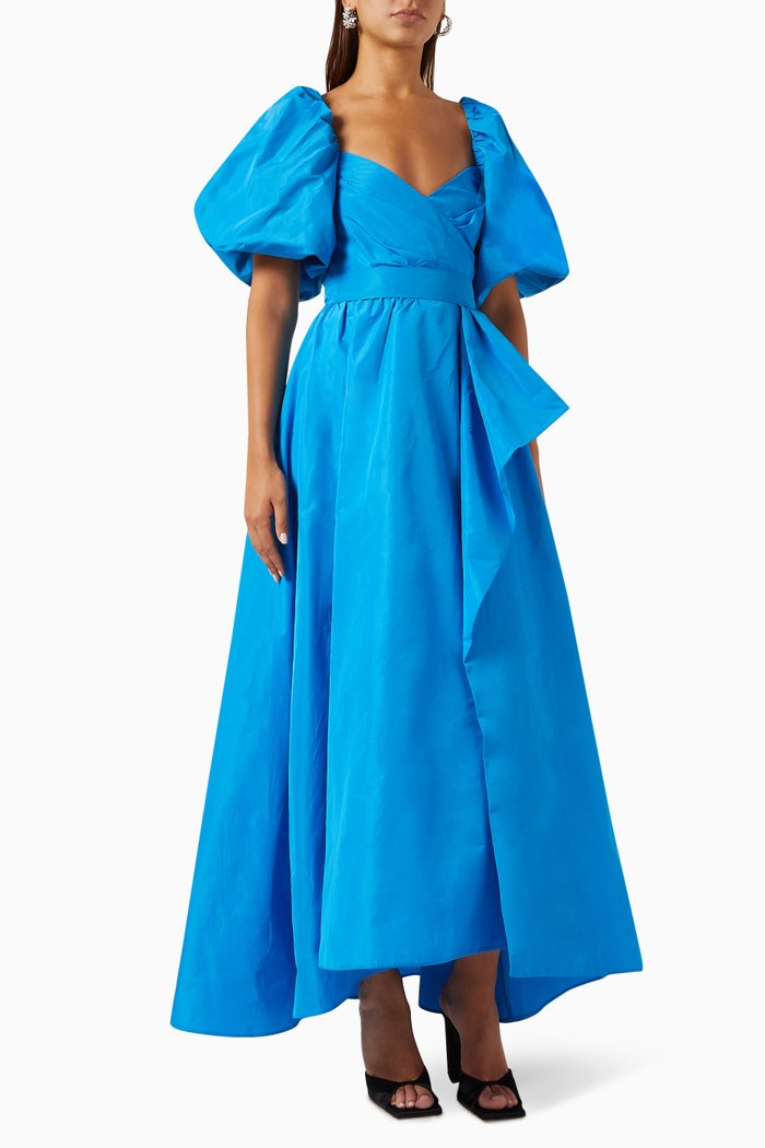 

Los Frentones Maxi Dress in Taffeta, Blue