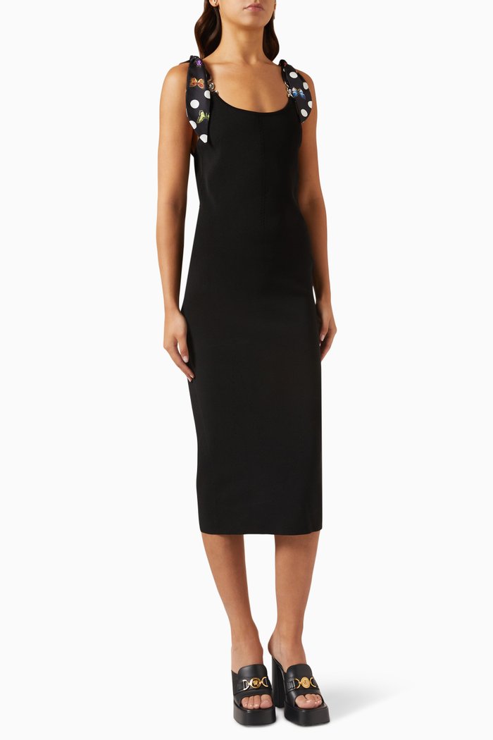 

x Dua Lipa Polka-dot Print Medusa Midi Dress in Knit, Black