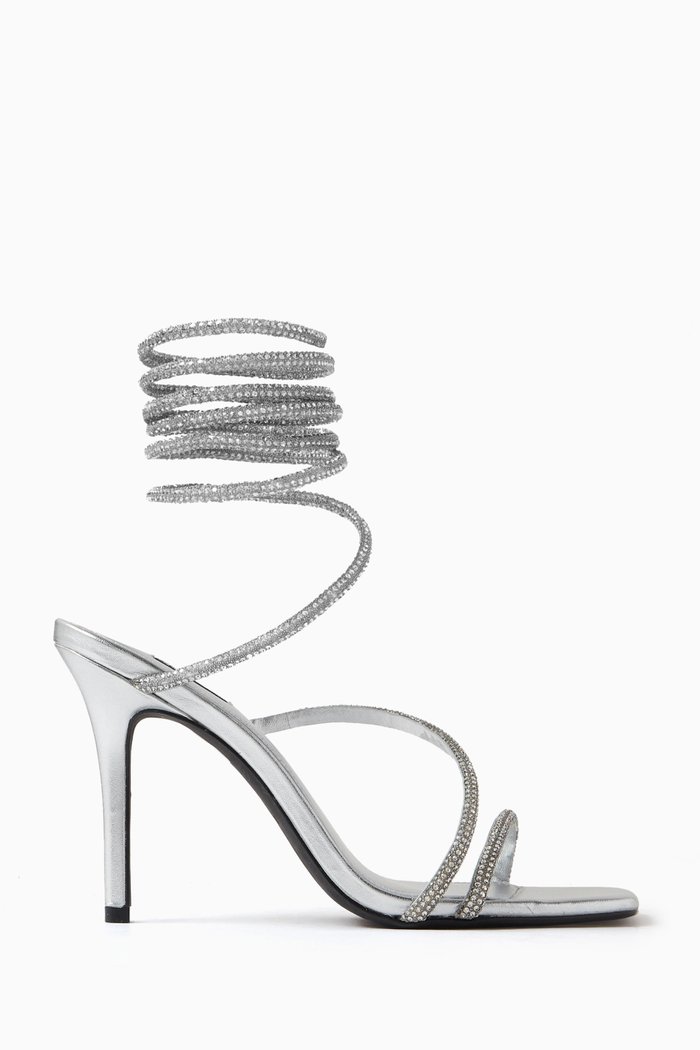 

Cora 95 Sandals in Satin, Silver