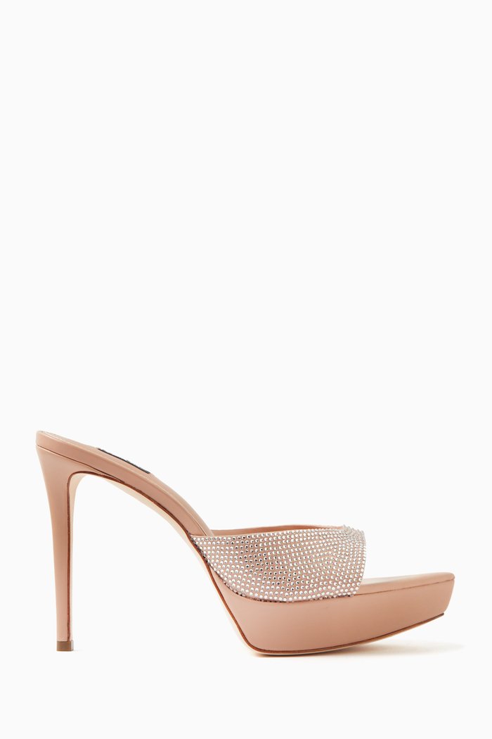 

Tamara Mule Sandals in Satin & Leather, Neutral