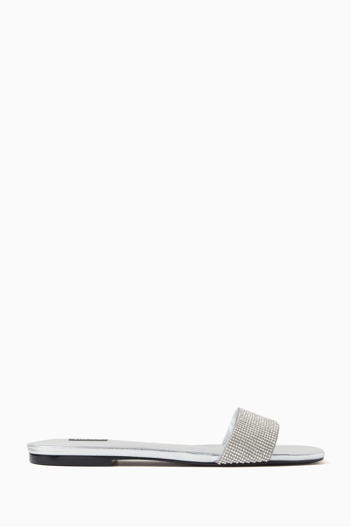 

Alexandra Crystal-embellished Slides in Satin, Silver
