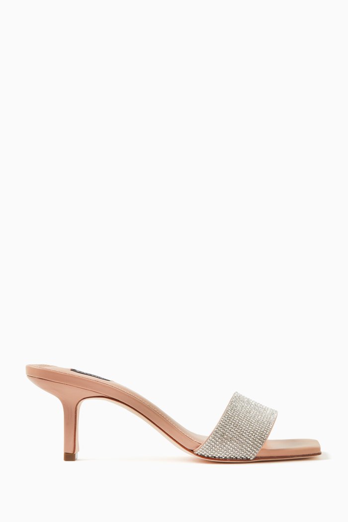 

Flavie 70 Mule Sandals in Satin, Neutral