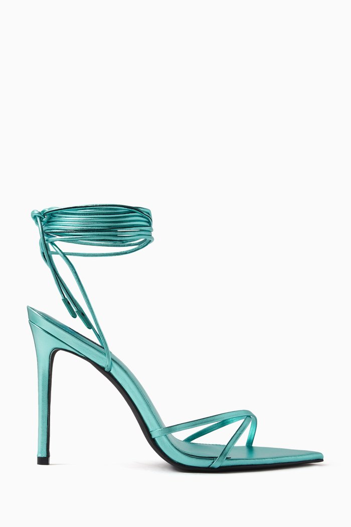 

Tila 100 Strappy Sandals in Metallic Leather, Blue