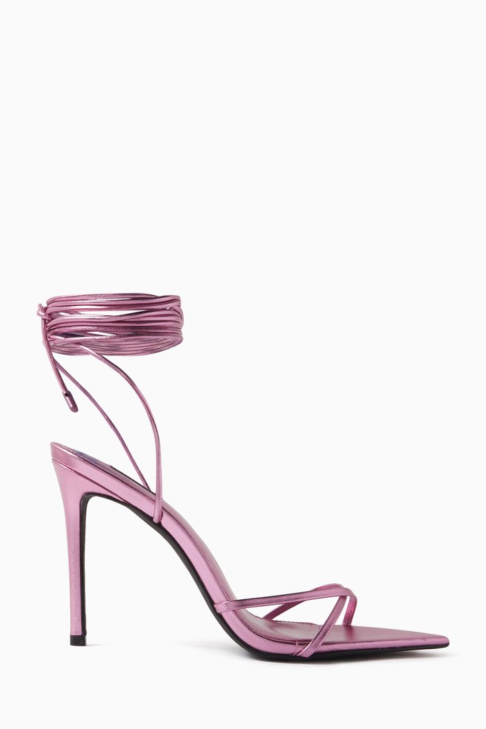 

Tila 100 Strappy Sandals in Metallic Leather, Pink