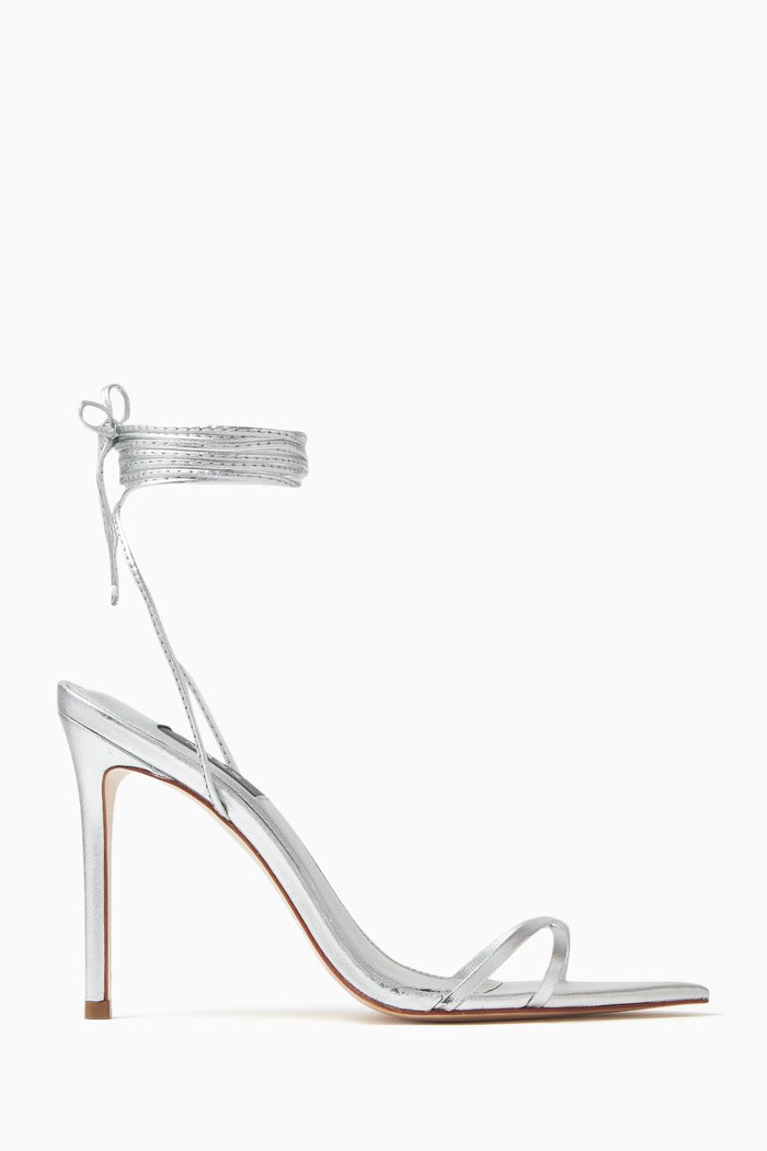 

Tila 100 Strappy Sandals in Metallic Leather, Silver