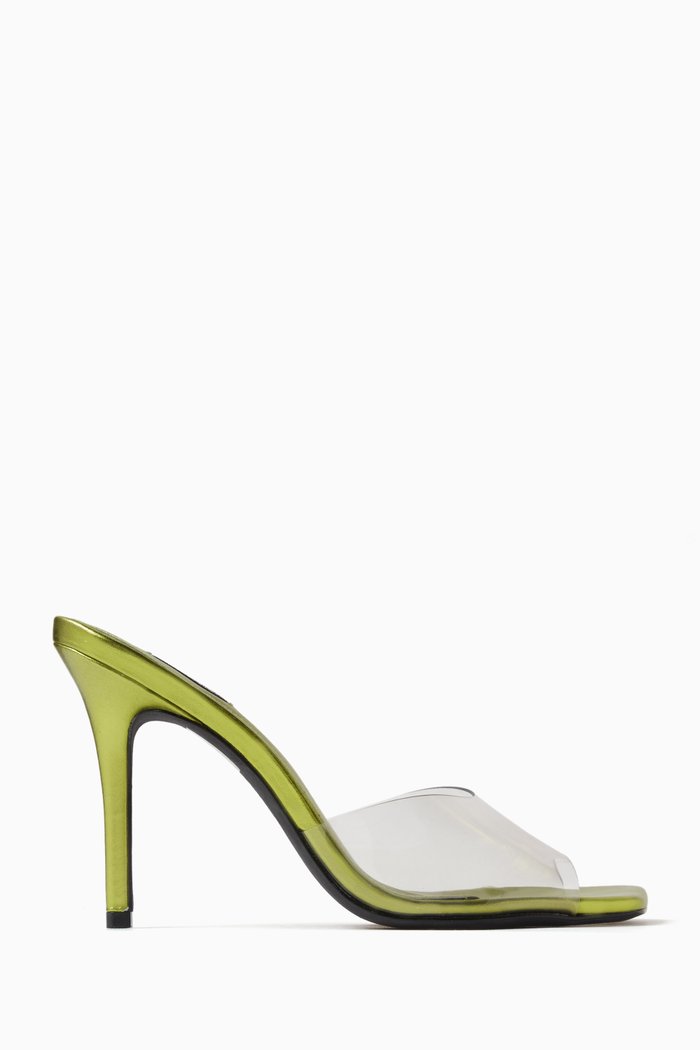 

Marine 95 Mule Sandals in PVC & Metallic Leather, Green