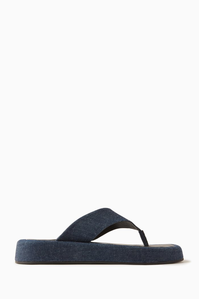 

Clover Thong Platform Slides in Denim, Blue