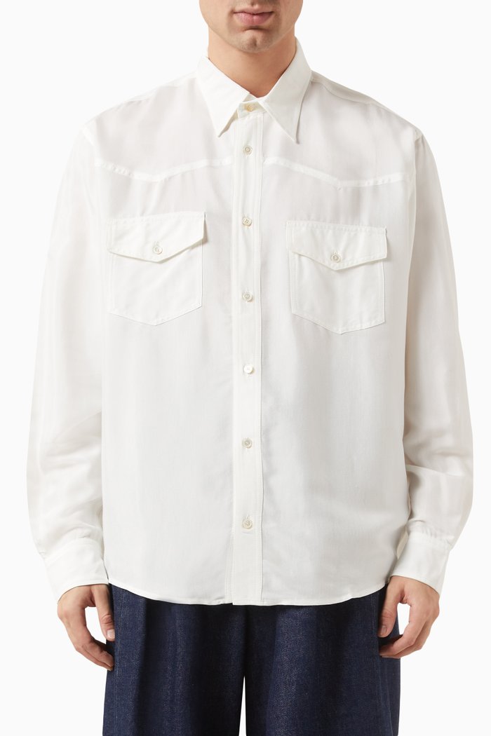 

Graphic Print Shirt in Viscose, White