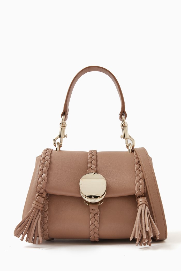 

Mini Penelope Top-handle Bag in Calfskin Leather, Pink
