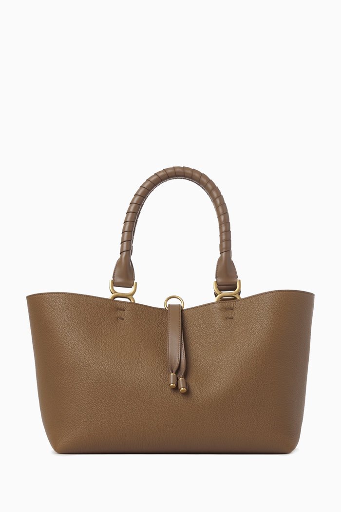 

Small Marcie Tote Bag in Leather, Neutral