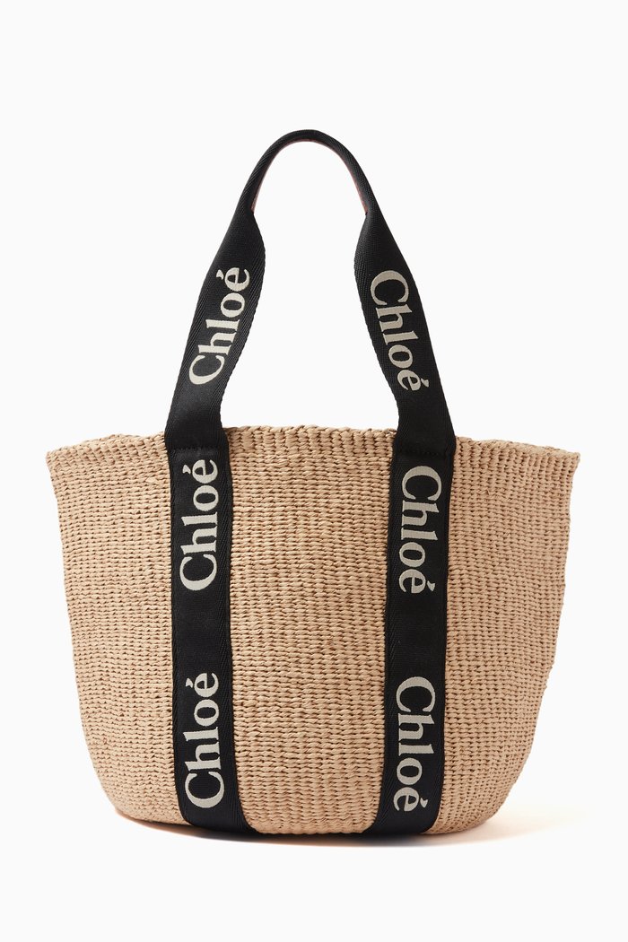 

Large Woody Tote Bag in Paper Raffia, Black