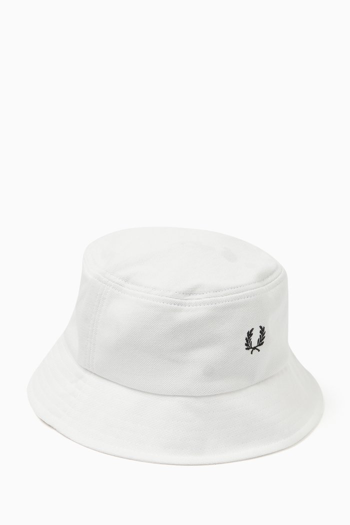

Laurel Wreath Bucket Hat in Cotton-piqué, White