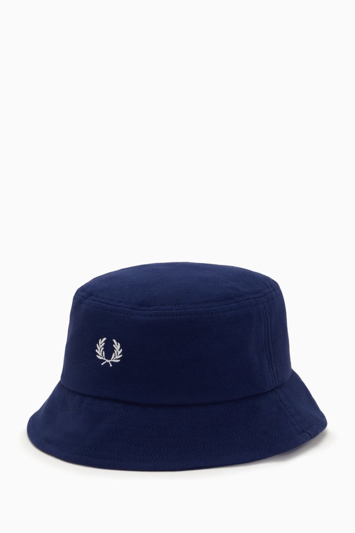 

Laurel Wreath Bucket Hat in Cotton-piqué, Blue