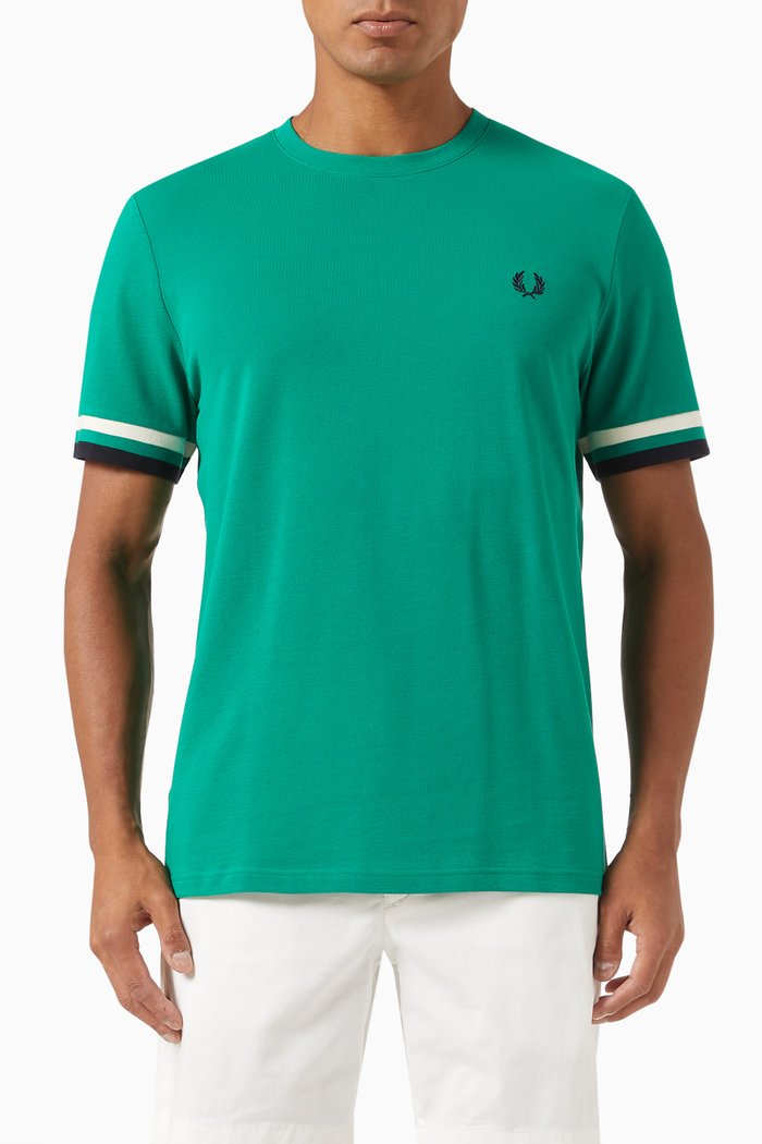 

Bold Tipped Logo T-shirt in Cotton Piqué, Green