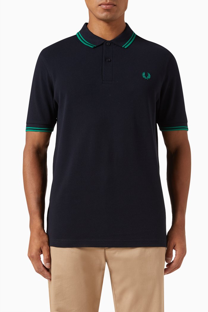 

Twin Tipped Polo Shirt in Cotton Piqué, Blue