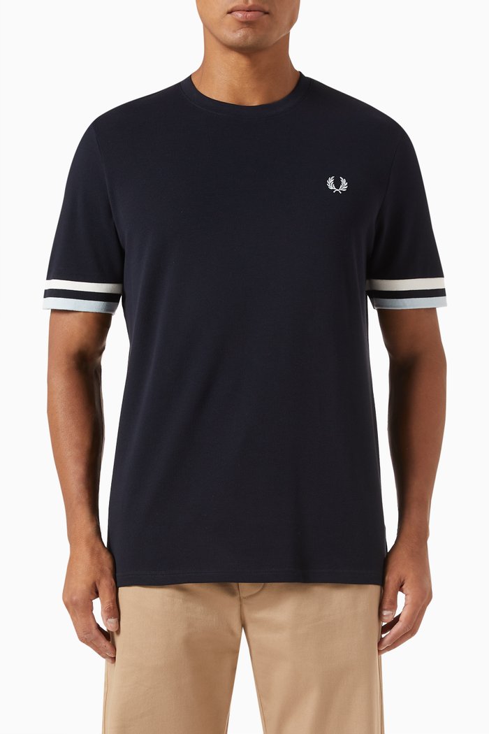 

Bold Tipped Logo T-shirt in Cotton Piqué, Blue