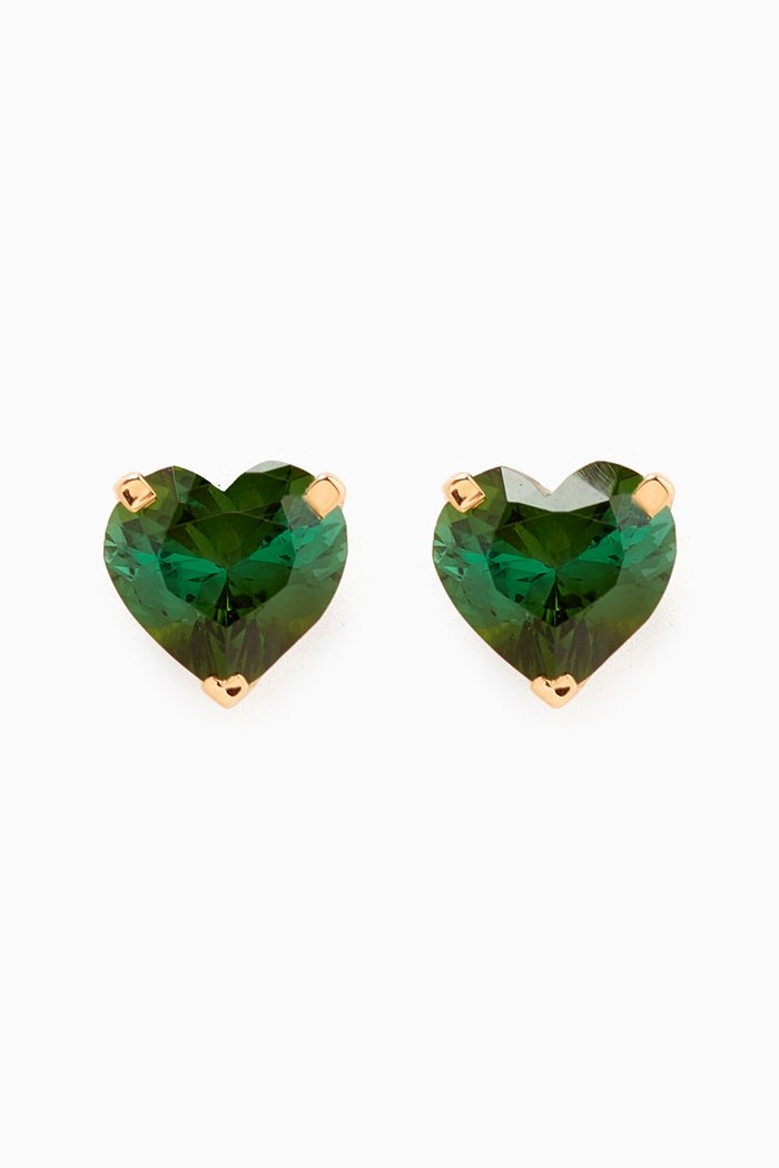 

Amazonian Heart Stud Earrings in 18kt Gold, Green