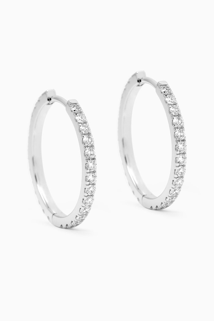 

Medium Diamond Hoop Earrings in 18kt White Gold