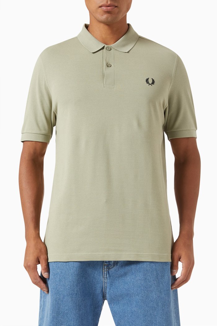 Plain Tennis Shirt in Cotton Piqué, Green