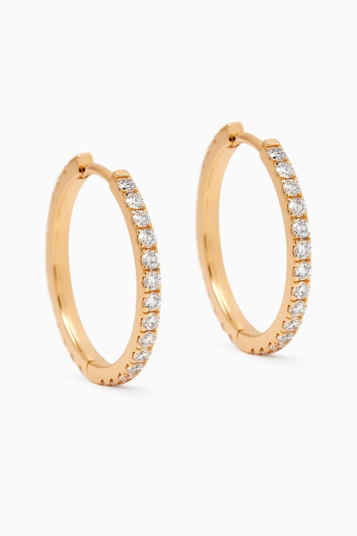 

Medium Diamond Hoop Earrings in 18kt Gold, White
