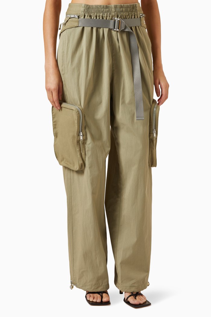 

Belt Bag Blouson Pants in Cotton-blend, Green