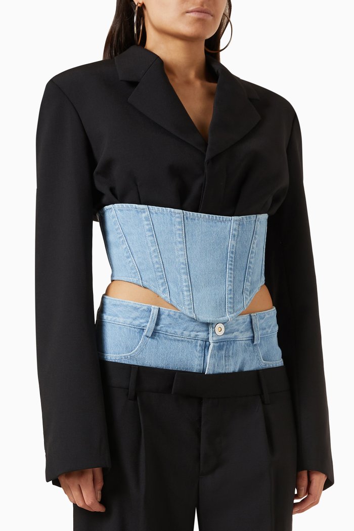 

Float Corset Blazer in Wool-blend, Black