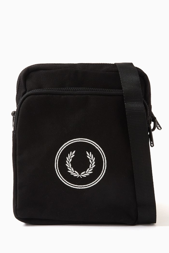 

Branded Crossbody Bag in Canvas, Black