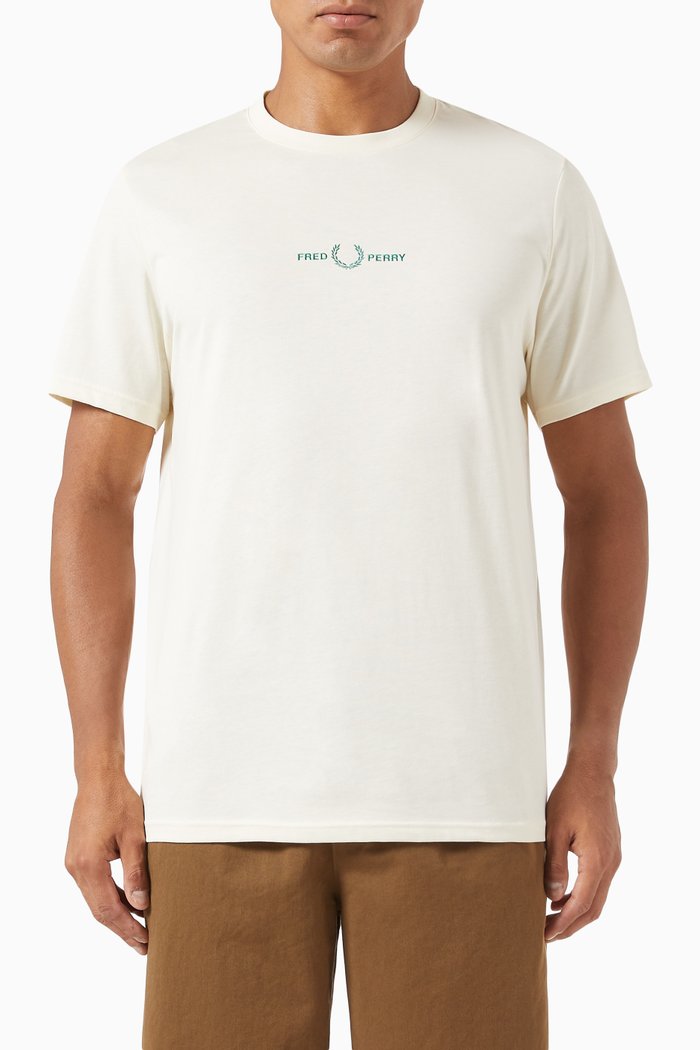 

Embroidered Wreath Logo T-shirt in Cotton, White