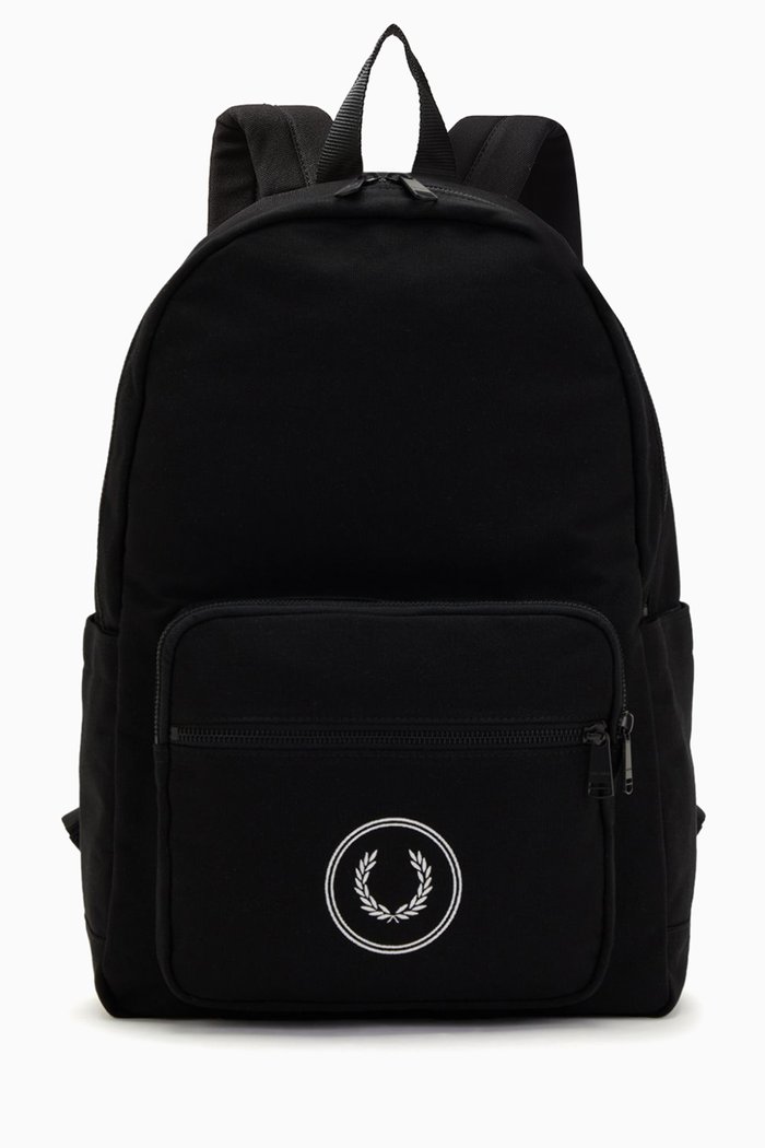 Logo Wreath Backpack in Canvas, Black