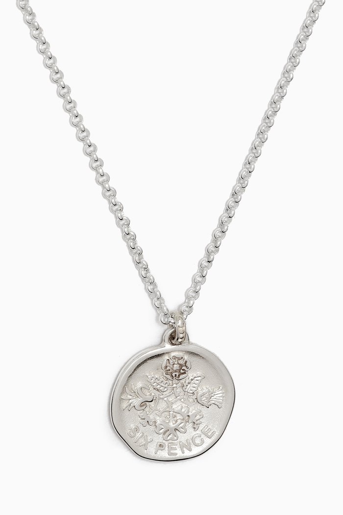 

Lucky Sixpence Talisman Necklace in Sterling Silver