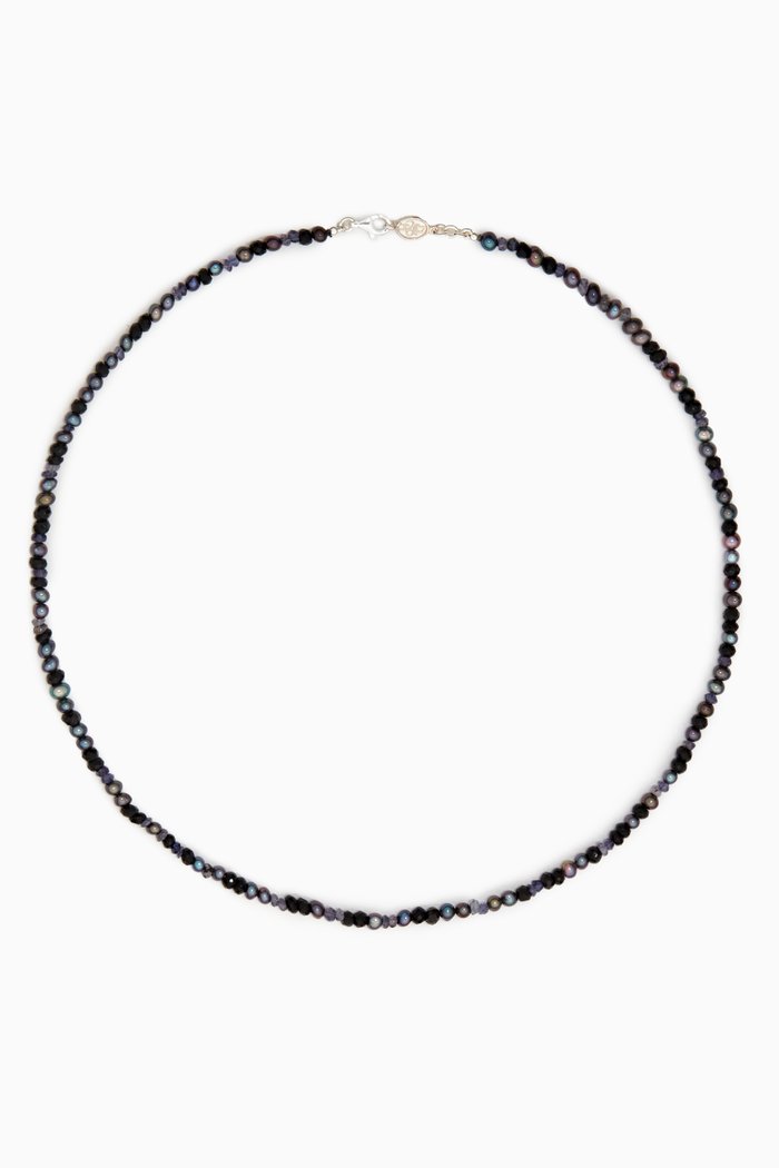 

Midnight Mixed Gemstone Necklace in Sterling Silver, Black