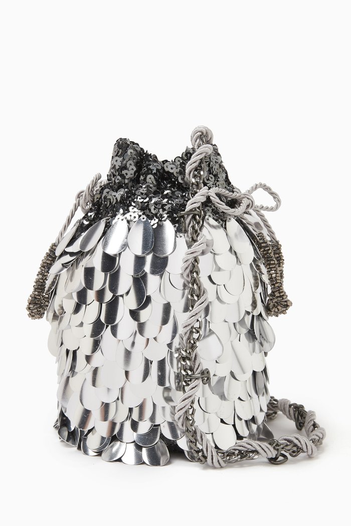 

Small Keely Bucket Bag in Sequins, Silver