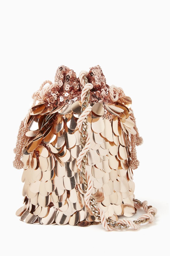 

Small Keely Bucket Bag in Sequins, Pink